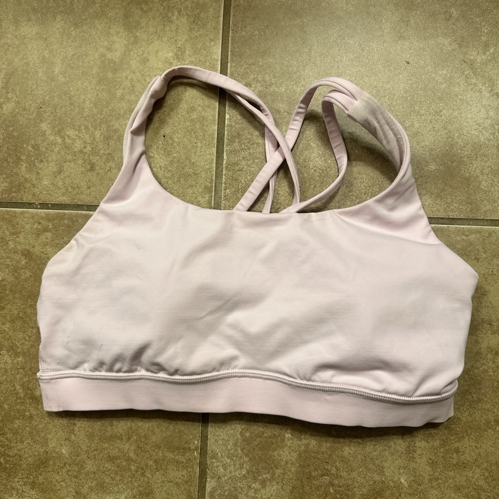 Pink organza lululemon bra size 8 energy no flaws
